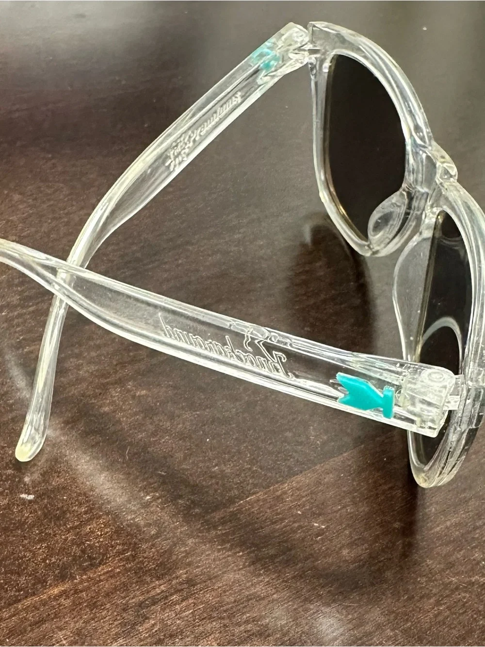Youth clear polarized knockaround Sunglasses with Green-Blue Mirrored Lenses